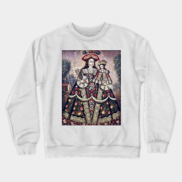 Cuzco School, Peru The Virgin of the Pilgrims and Child Crewneck Sweatshirt by pdpress